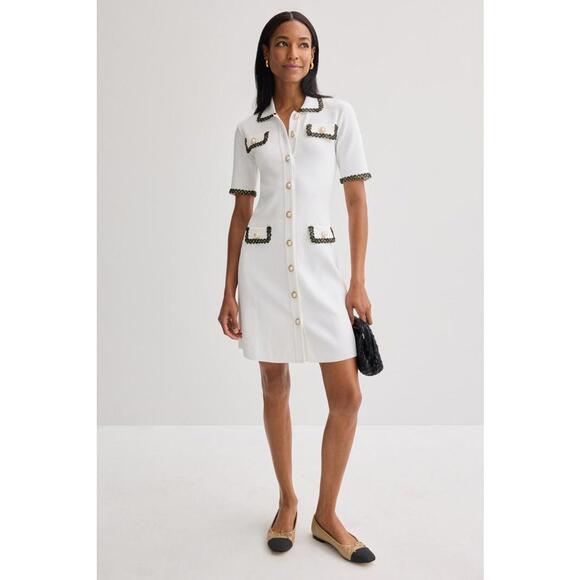 Alexia Admor Dresses & Skirts - Alexia Admor White Odette Button Down Mini Dress Size L (Missing Button)